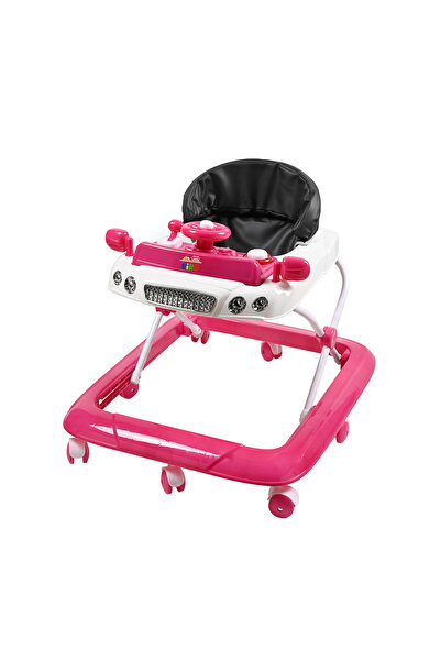 Kiko Leather Seat Baby Walker with Toys, Pink
