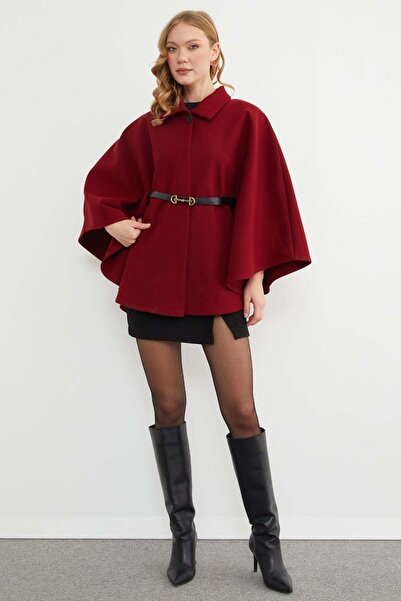 Fulla Moda Belted Polo Neck Cashmere Poncho