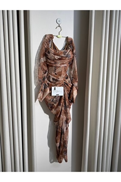 belivia Chiffon dress with rose pattern