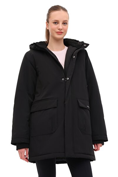 lumberjack WL 3NORT 5PR Siyah Kadın Uzun Kaban