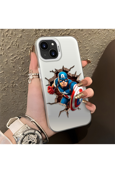 Hontinga حافظة سيليكون رفيعة مقاومة للصدمات بنمط كابتن متوافقة مع آيفون 15