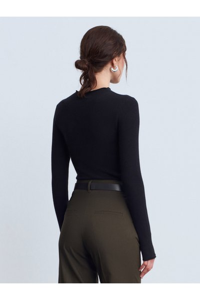 Dilvin 10841 High Collar Cashmere Blend Knit Sweater