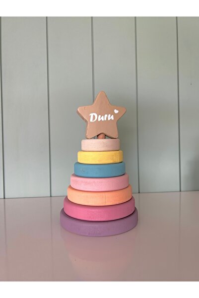 Mogo baby Kişiye Özel Ahşap Halka Dizme – Yıldız Başlıklı Eğitici Oyuncak