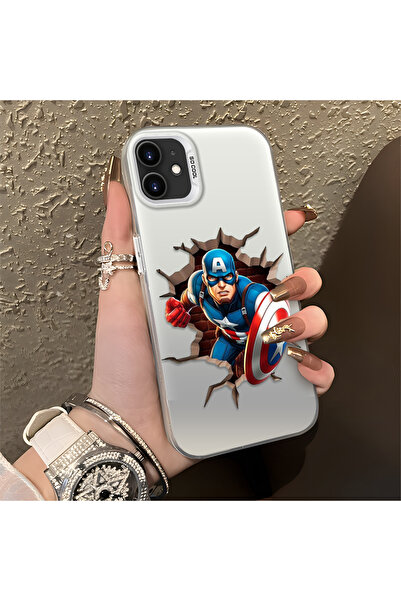 Hontinga حافظة سيليكون رفيعة مقاومة للصدمات بنمط كابتن متوافقة مع هاتف iPhone 12