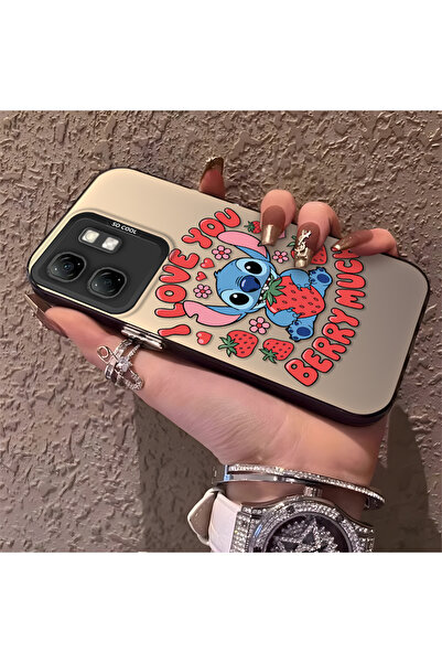 Hontinga حافظة صلبة رفيعة متوافقة مع كاميرا Infinix Smart 9 مع نمط مخيط