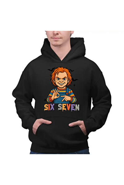 OEM Ανδρική μπλούζα με κουκούλα Six Seven Horror Chucky 67 Halloween
