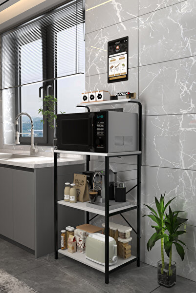 AWOX Metal Mutfak Bango Çok Katlı Mikrodalga Fırın ve Kahve Köşesi 60x130