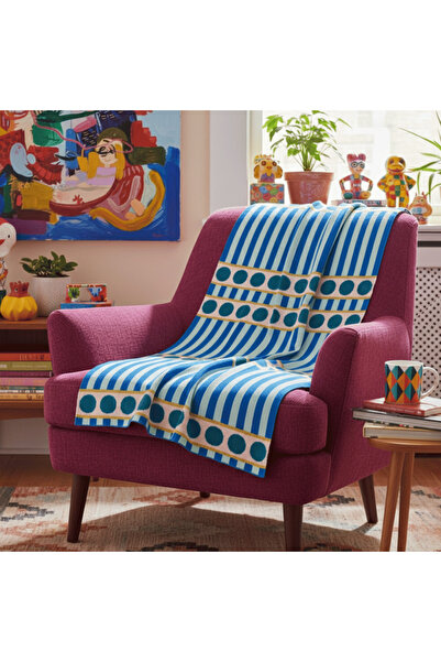 Miespiga Geometric Patterned Modern Knitwear Blanket / Soft Textured Sofa Cov...