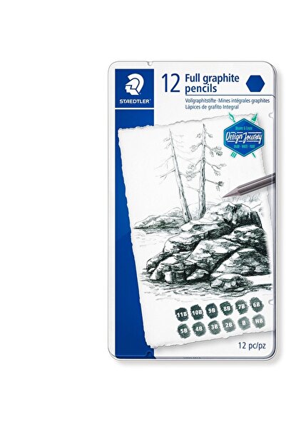 Staedtler Creion Lumograph Full Graphite, in cutie din metal, 12 buc/set