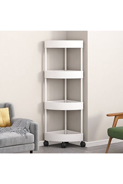 Leon Lifestyle Leon Home 4-Tier Wheeled Storage Trolley (White), Mobile Kitch...