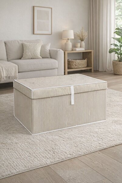 ALAS HOME Çok Amaçlı Kutu ORGANİZER-60X40X30 cm / Kapaklı Bez Saklama Kutusu