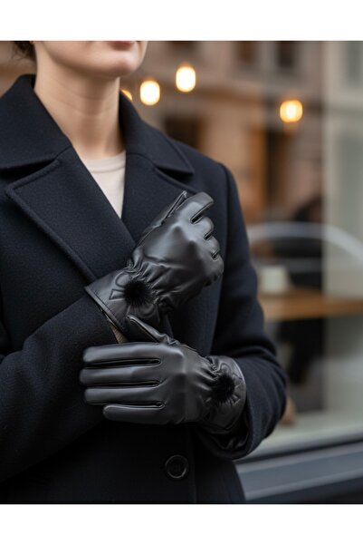 Prahar Women's Leather Gloves Goose Feather