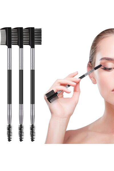 LA PERLA TECH 4 PICS Dual-Ended Eyebrow Spoolie Brushes, Natural Wood and White, Soft Bristles, Makeup Application