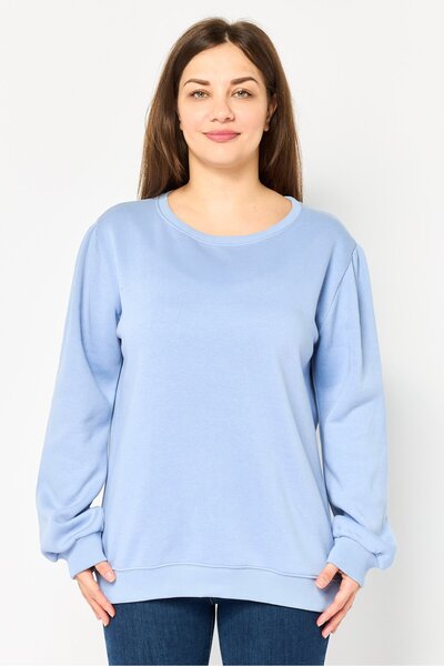 French Connection Women Round Neck Solid Long Sleeve Sweatshirt, Slate Blue