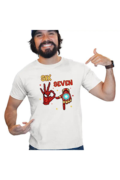 OEM Men's T-Shirt Six Seven Spiderman Ironman 67 Marvel Superhero
