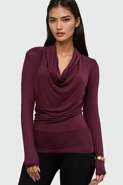 Trend Alaçatı Stili Women's Plum Degaje Collar Soft Textured Blouse Alc-X14873