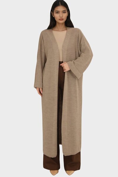 Trend Alaçatı Stili Women's Beige Maxi Length Basic Knitwear Hıka Alc-X14823