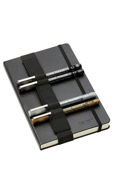 Derwent Set pentru schite, caiet A5 cu inchidere, 80 coli, 4 linere pe baza d...