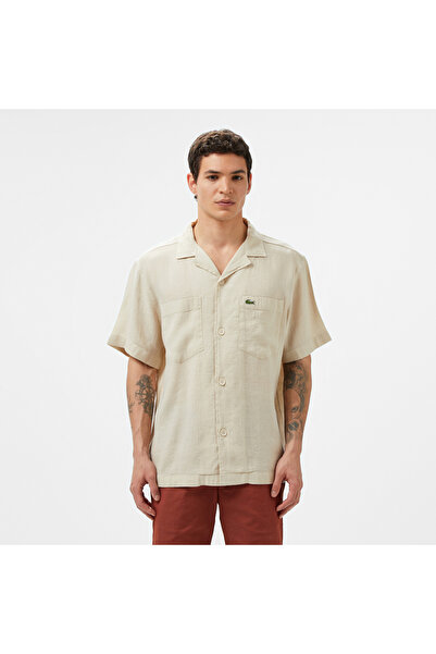 Lacoste Erkek Relaxed Fit Kısa Kollu Bej Gömlek