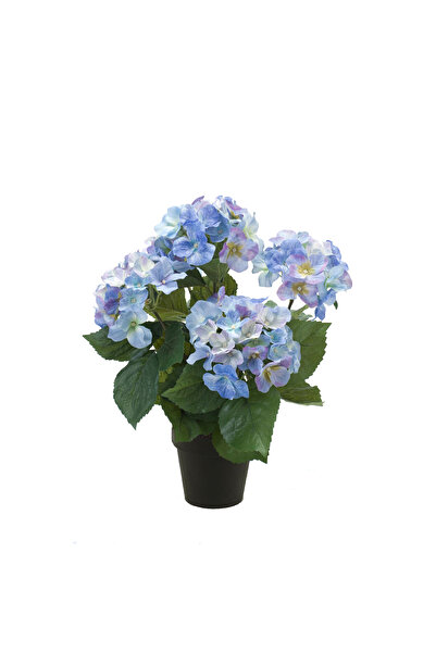 homez indoor artificial hydrangea bush in pot, blue, 40cm