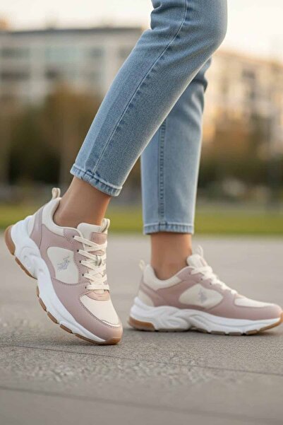 U.S. Polo Assn. Women's Powder & Beige Color Block Chunky Sole Sneaker