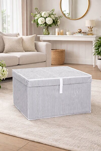 ALAS HOME Çok Amaçlı Kutu ORGANIZER-HURÇ50X40X30 cm / Kapaklı Bez Saklama Kutusu