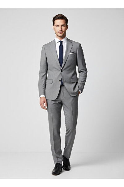 SÜVARİ Slim Fit 6 Drop Dobby Gray Suit