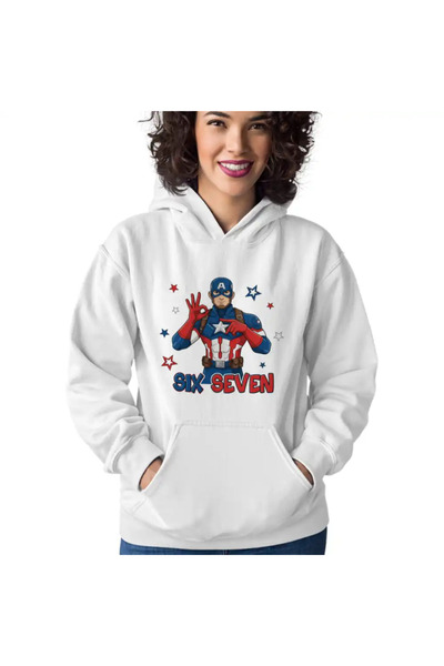 OEM Women's Hoodie Six Seven Captain America 67 Marvel Superhero