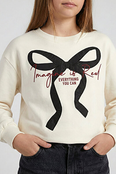 Dmb Hanorac pentru fetiță cu broderie cu fundă și text