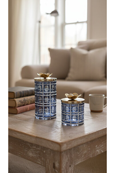 Elista 2 Piece Decorative Glass Jar with Metal Lid + Plate Grape Decor Smoked...