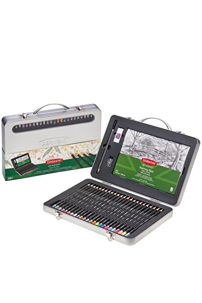 Derwent Complete drawing set, metal box, 28 pcs/set, metallic colors, pastel ...