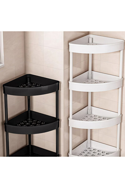 Leon Lifestyle Leon Home 4-Tier Movable Corner Shelf (White), Triangular Orga...