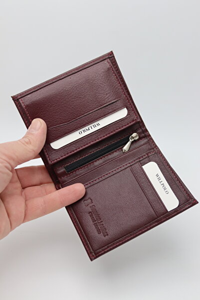 willpolo Genuine Leather Women's and Men's Burgundy Wallets and Card Holder V...