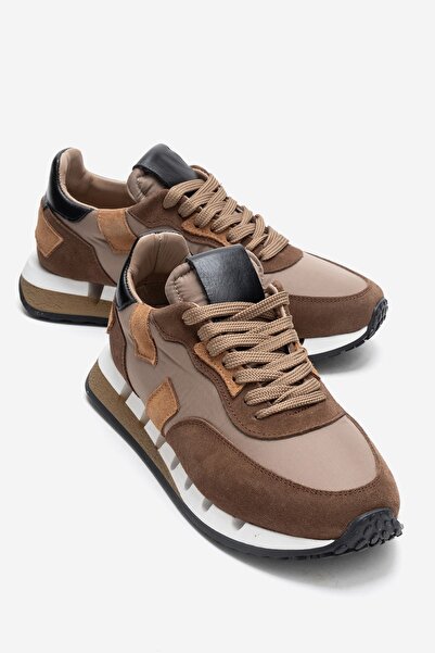 LuviShoes Vian Beige Brown Genuine Leather Women's Sneakers