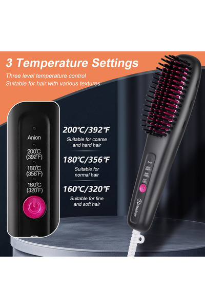 Hatteker New Design Portable Electric Straightener Comb Hair Straightener Brush Hot Comb Brush
