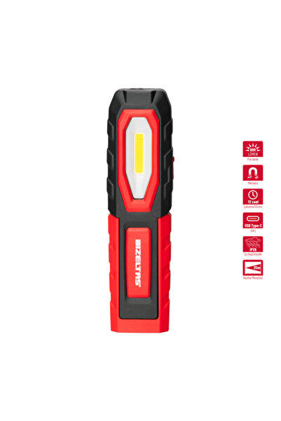 İzeltaş 600 Lümen COB LED Çalışma Lambası - Mıknatıslı, Askılı ve Type-C Şarj...