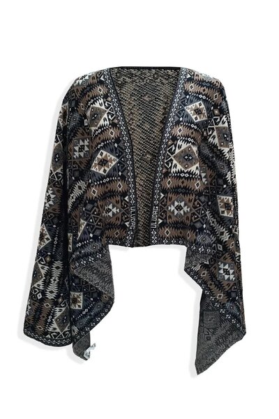 larocci Women's Main Soft Textured Ethnic Patterned Rug Thick Shoulder Shawl ...