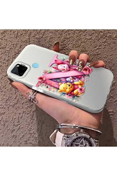 Hontinga حافظة صلبة رقيقة متوافقة مع كاميرا Realme C21Y/C25Y مع نمط دب لطيف