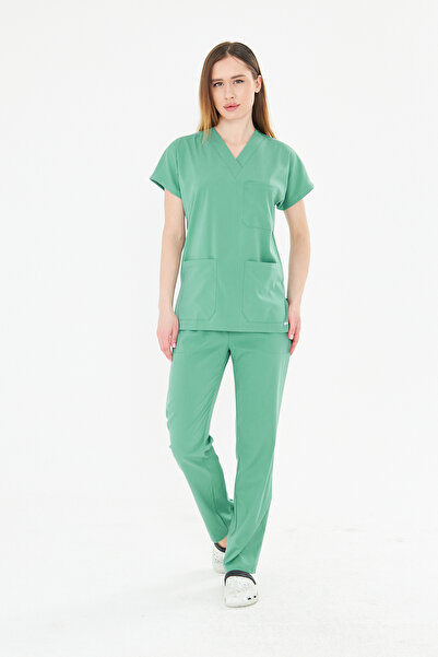 TIPMOD Unisex Yarasa Kol Likralı Nil Yeşili (Frosty Spruce) Doktor/Hemşire Fo...