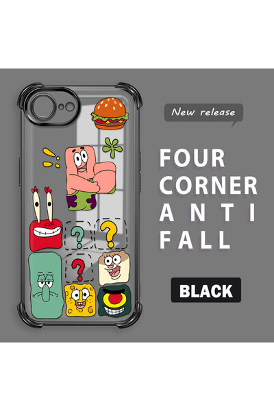 ucuc غطاء حماية شفاف متوافق مع آيفون 16e من السيليكون بتصميم سبونج بوب