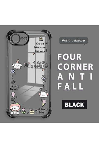 ucuc غطاء حماية شفاف من السيليكون متوافق مع آيفون 16e بنمط إبداعي