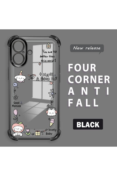 ucuc غطاء حماية شفاف من السيليكون متوافق مع آيفون 16 بنمط إبداعي