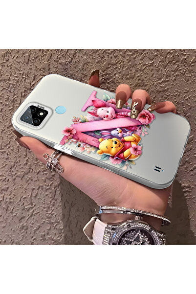 Hontinga حافظة صلبة رقيقة متوافقة مع كاميرا Realme C21 مع نمط دب لطيف