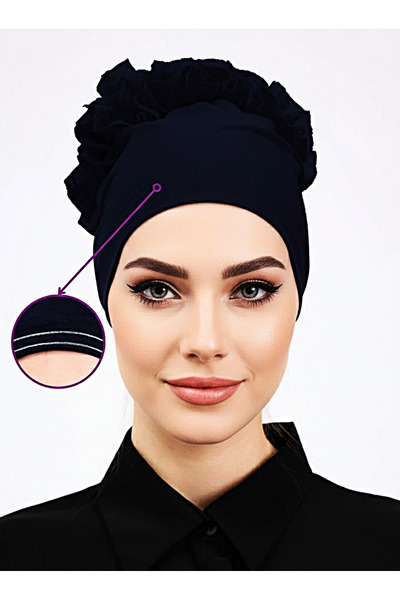 Alivascarf Kaymayan Fırfırlı Siyah Silikonlu Dikişsiz Kaymaz Topuz Bone Kadın...