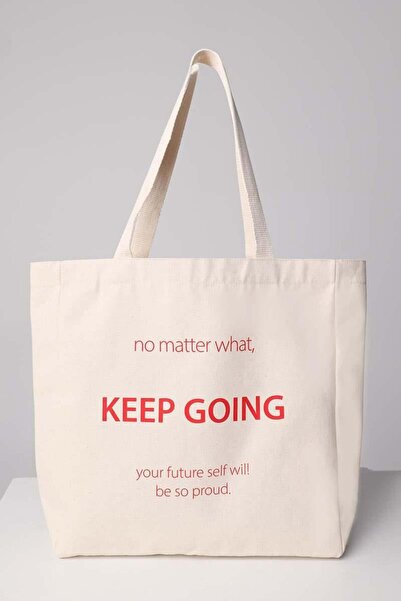 ALLDAY kırmızı beyaz bez çanta