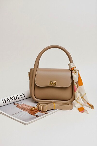 Handley Geantă de mână și de umăr de lux cu detalii tip eșarfă și curea încru...