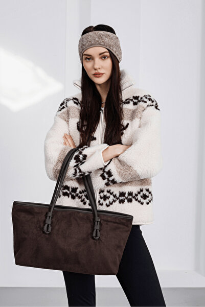 Shule Bags Geantă de umăr Campana din piele intoarsa maro