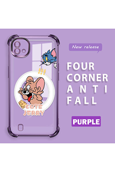 ucuc حافظة واقية من السيليكون الشفاف المتوافقة مع هاتف Realme C20/C20A توم وجيري