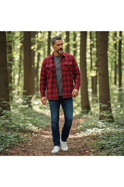 OwenLife Owen Life Cotton Lumberjack Fabric Double Pocket Flap Shirt