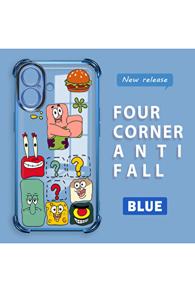 ucuc غطاء حماية شفاف من السيليكون متوافق مع آيفون 16 بتصميم سبونج بوب